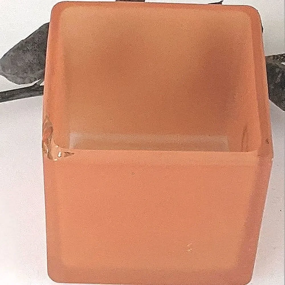 Orange Glass Halloween Cube Candleholders Set Of Three